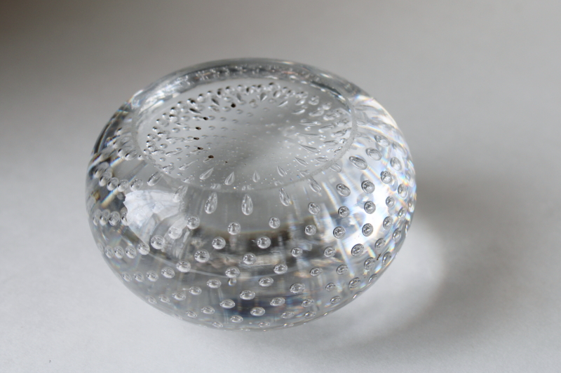 photo of vintage controlled bubbles crystal clear paperweight, so sparkly!  #3